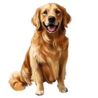 Sitting golden retriever dog with a friendly expression png