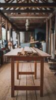 Empty wooden table wooden planks background photo