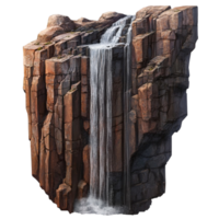 Majestic waterfall cascading down a rugged cliff with powerful flowing water png