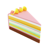 Delicious Cake Slice 3D Render on transparent background. png
