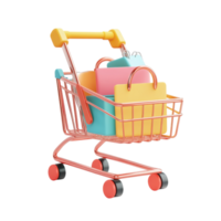 Ecommerce App 3D Object Mockup on transparent background. png
