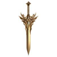 Fantasy Golden Sword on White on transparent background. png