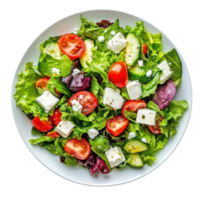 Fresh Salad with Feta and Veggies on transparent background. png