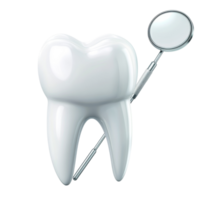 Dental Checkup Tooth and Mirror on transparent background. png