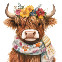 Cheerful Watercolor Animal on transparent background. png