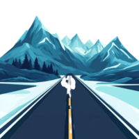 Mountain Road White Background on transparent background. png