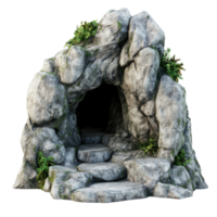 3D Stone Cave Object Model on transparent background. png