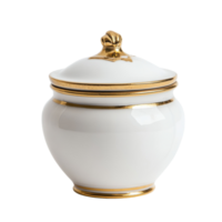 Elegant White Gold Pot Still Life on transparent background. png