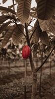 Cocoa tree in the field photo