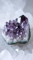 Amethyst crystal druse macro mineral on white background close up photo
