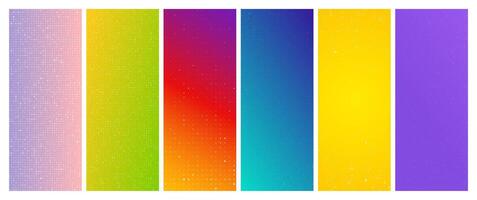 Set of six abstract gradient geometric backgrounds with squares. Pixel with empty space vector