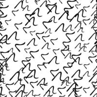 Seamless pattern with black hand drawn squiggle shape on white background. Abstract grunge texture. illustration vector