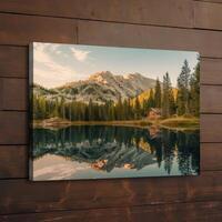 Mountain lake reflection canvas print photo