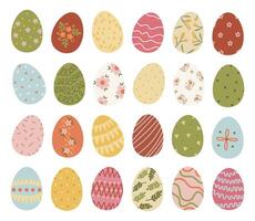 Hand Drawn Easter Eggs with Unique Designs Set. vector