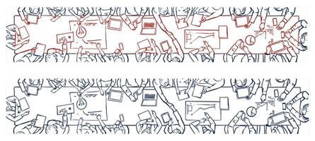 Dynamic team collaboration in a meeting, ideal for business and teamwork concepts vector