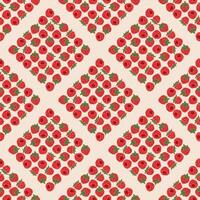 Raspberry berries checkered seamless pattern. geometric rhombuses berries texture vector
