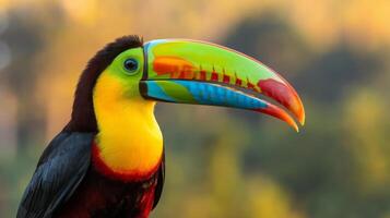 A colorful toucan with a long beak photo