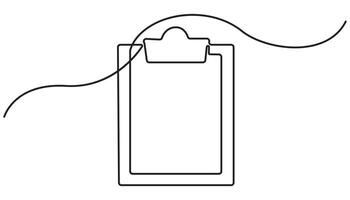 Clip board continuous one drawing. Single line clip board icon. illustration vector