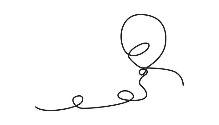 Balloon icon. Birthday balloon continuous one line drawing