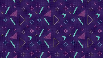 High-resolution neon geometric pattern with retro 80s Memphis design, featuring abstract shapes, vibrant colors, and seamless texture. Perfect for wallpapers, posters, and graphics. vector