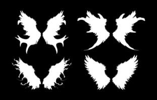 Angel wings illustration with various styles on black background vector