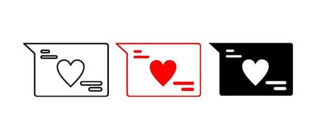 Love chat message icon or logo, chat icon with a heart symbol vector