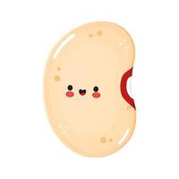 Delightful smiling kidney bean character radiating charm and positivity against a clean white backdrop. vector