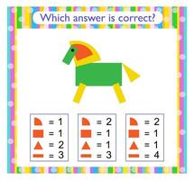 Math activity for kids. Need to find the correct answer. illustration. vector