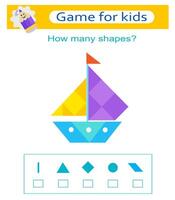 Math game for kids. Count how many triangles, rhombus, circles. illustration vector
