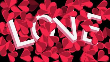 Valentine's Day card design with the word love covered with paper hearts. vector