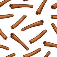 Cinnamon seamless pattern. Cinnamon sticks background. Organic food concept. Cinnamon pattern for fabric, packaging, coffee and bakery shops. vector