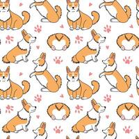 Corgi seamless pattern vector