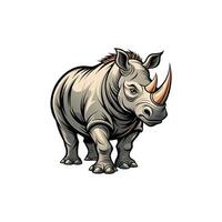 Wild and Powerful Creative Rhino Illustration Design On White Background vector