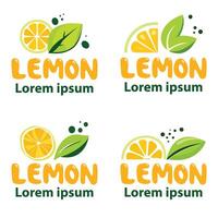 Lemon Logo Design Set Fresh Citrus Branding Elements vector