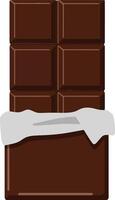 Chocolate bar wrapped in foil with a clean design in flat style showcasing rich brown color and smooth texture in art vector