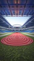An empty stadium with a running track photo