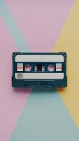 Vhs cassette on pastel background with colored stripes minimalistic retro composition photo