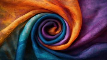 Vibrant swirling fabric displaying rich colors photo