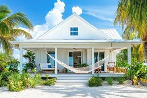 Charming beachfront cottage with relaxing hammock photo