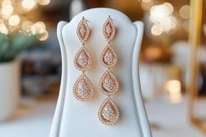 Elegant teardrop earrings with sparkling diamonds photo