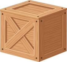 Wooden storage crate designed in a minimal style showcasing natural wood texture and structure in detailed illustration vector