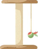 Cat scratching post with attached toy ball in a minimal flat design art vector