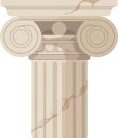 Classical Greek column design featuring intricate scrollwork and textured details in a minimal style, showcasing elegance and strength in illustration vector