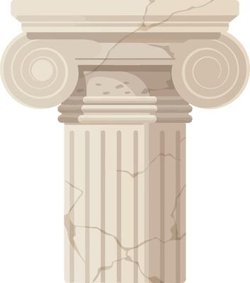 Classic Greek column depicted in a minimal style showcasing intricate details and textures, representing ancient architecture through illustration