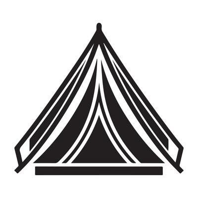 Simple Black and White Tent Icon