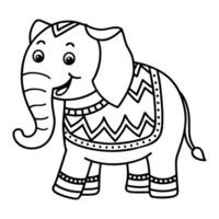 Cute Outline of an Elephant with Decorative Ornamentation vector