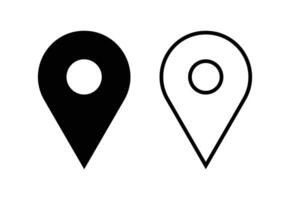 Two black and white map markers on a white background vector