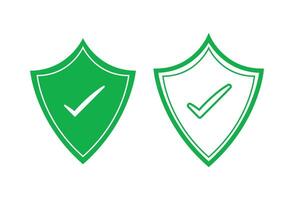 Two green shields with tick marks on them vector
