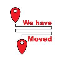 we have moved sticker with location pointer. we moved label. concept of business transfer or e-commerce delivery flat isolated illustration vector