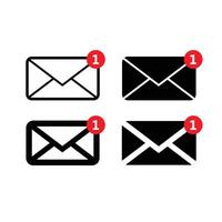 set mail envelop icons with notification popup indicating unread messages . email icons set vector